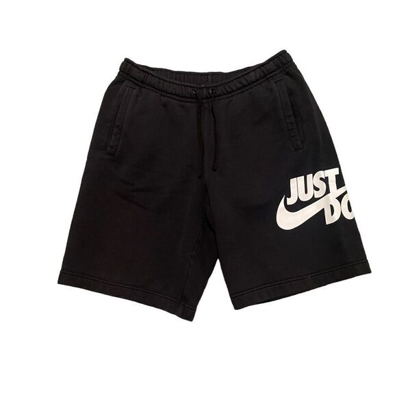 Y2K Nike Rare Full Cotton Thick Black Sport Running Big Print Side Pocket Shorts - Picture 1 of 5